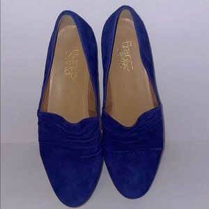 Franco Sarto Blue Suede Loafers with Ruched Detailing Women’s Sz 6M